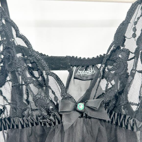 Fredericks of Hollywood Womens‎ Y2K Whimsigoth Sheer Mesh Lace Babydoll Tank M - Picture 5 of 8